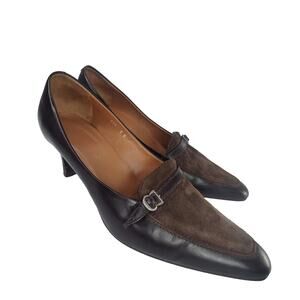 Vintage Y2K pointed toe Brown Max de Carlo kitten heel Sz 9